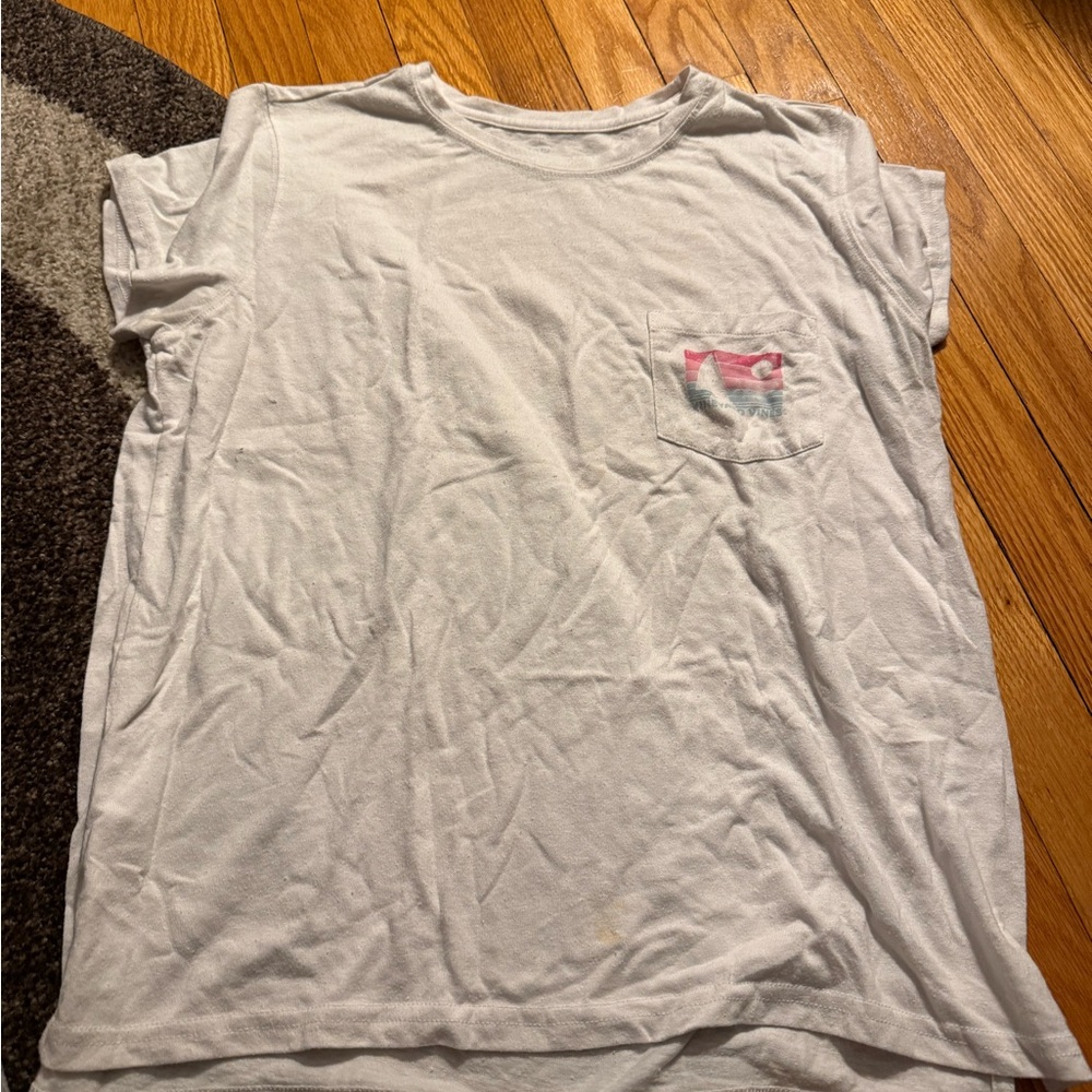 Vineyard Vines White Short Sleeve Tee with Pink and Blue Logo